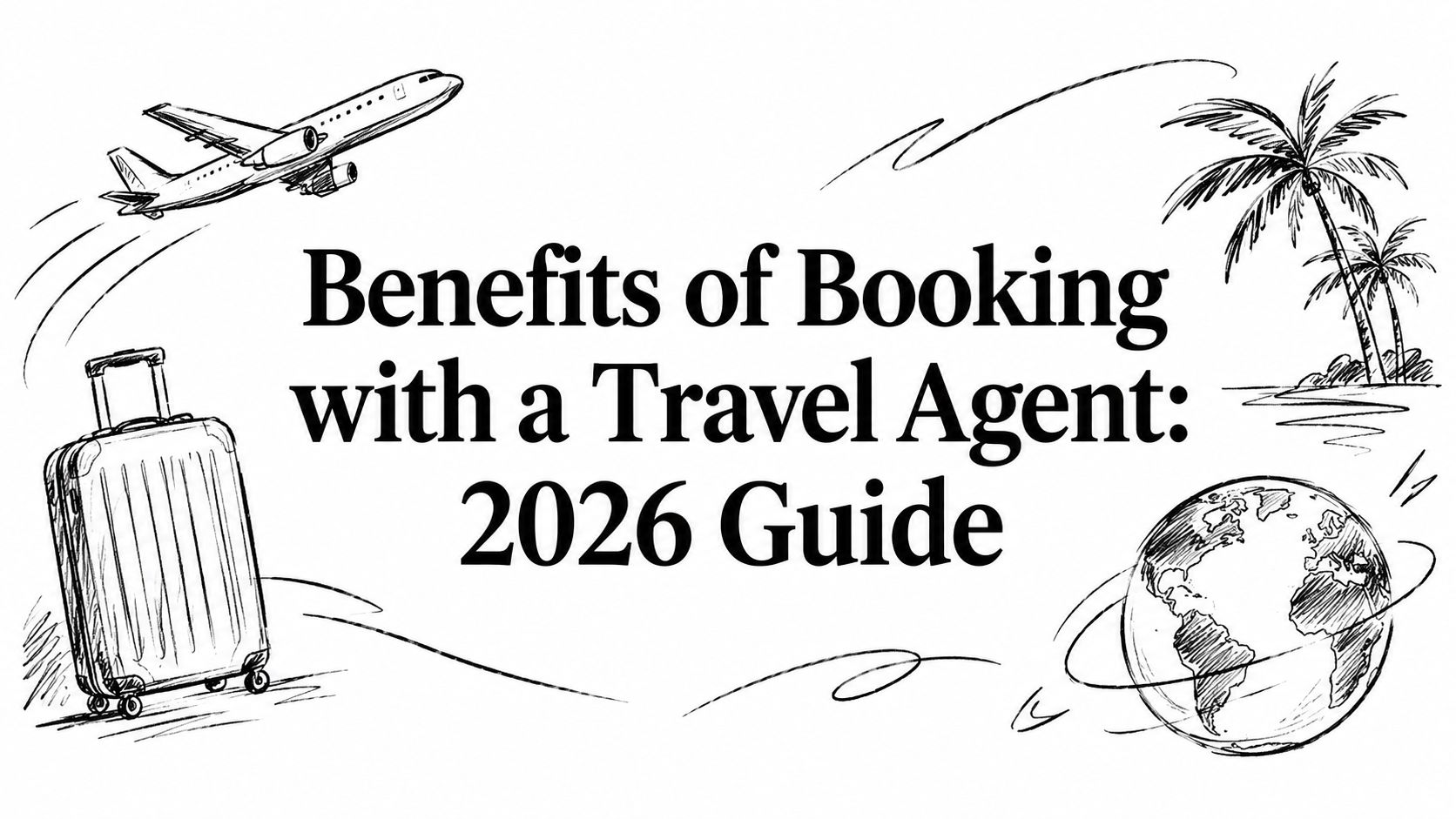 Editorial ink sketch titled ‘Benefits of Booking with a Travel Agent: 2026 Guide’ | HauteBlack