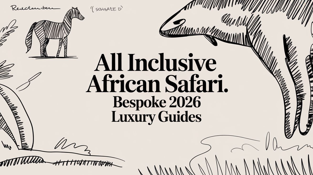 Editorial illustration with the title 'All Inclusive African Safari: Bespoke 2026 Luxury Guides' | HauteBlack