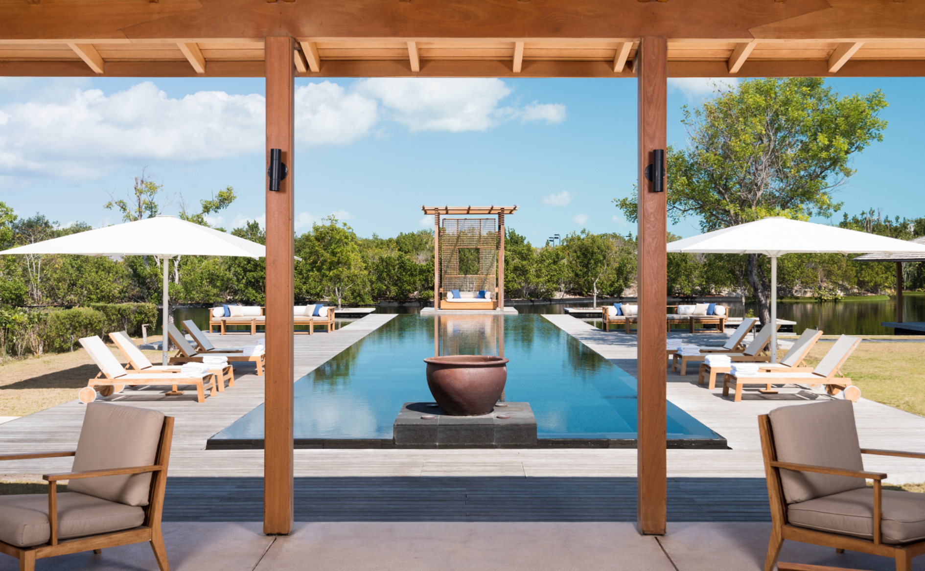 Amanyara villa pool in Turks and Caicos — private infinity pool overlooking Northwest Point Marine National Park