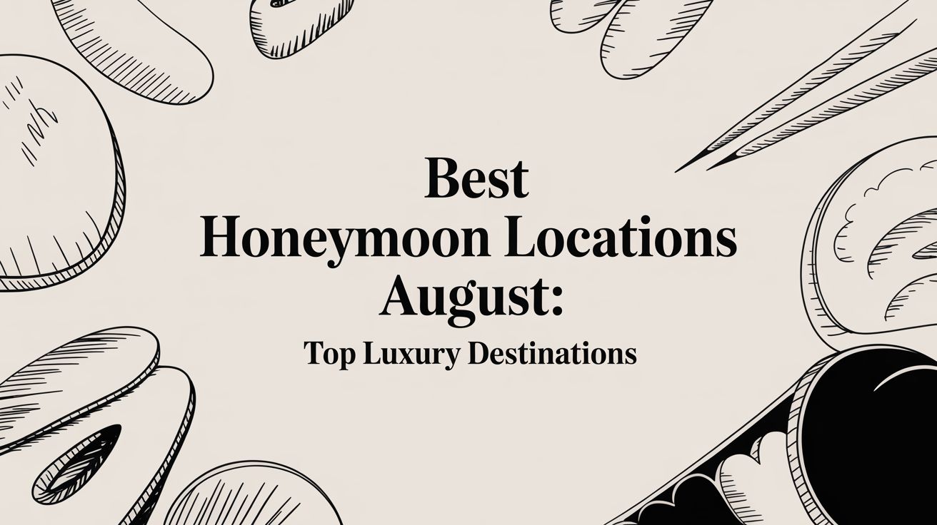 Best honeymoon locations August editorial illustration — top luxury destinations | HauteBlack