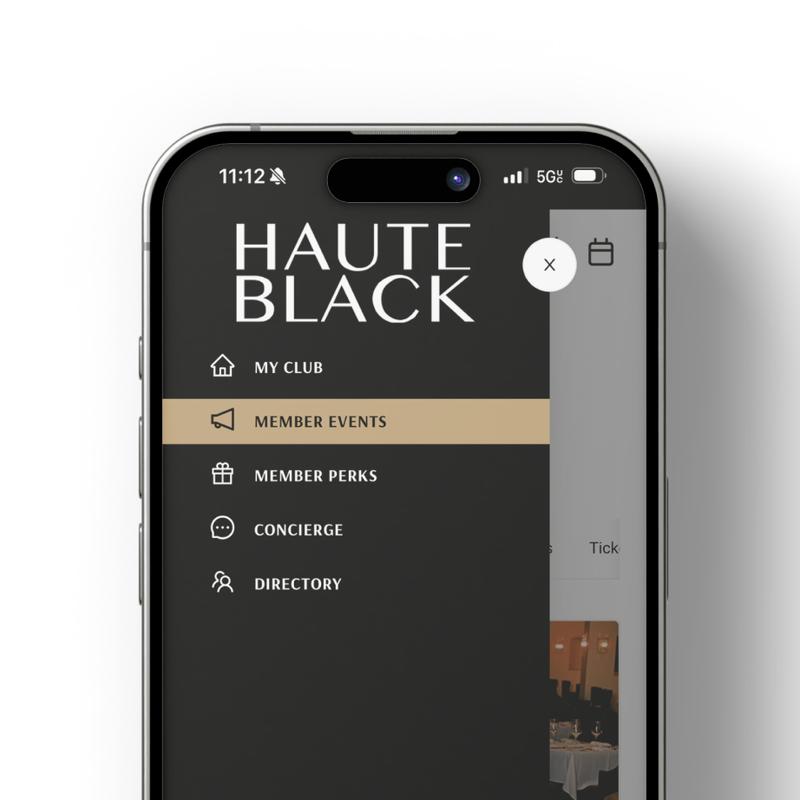 HauteBlack mobile app — private membership and concierge