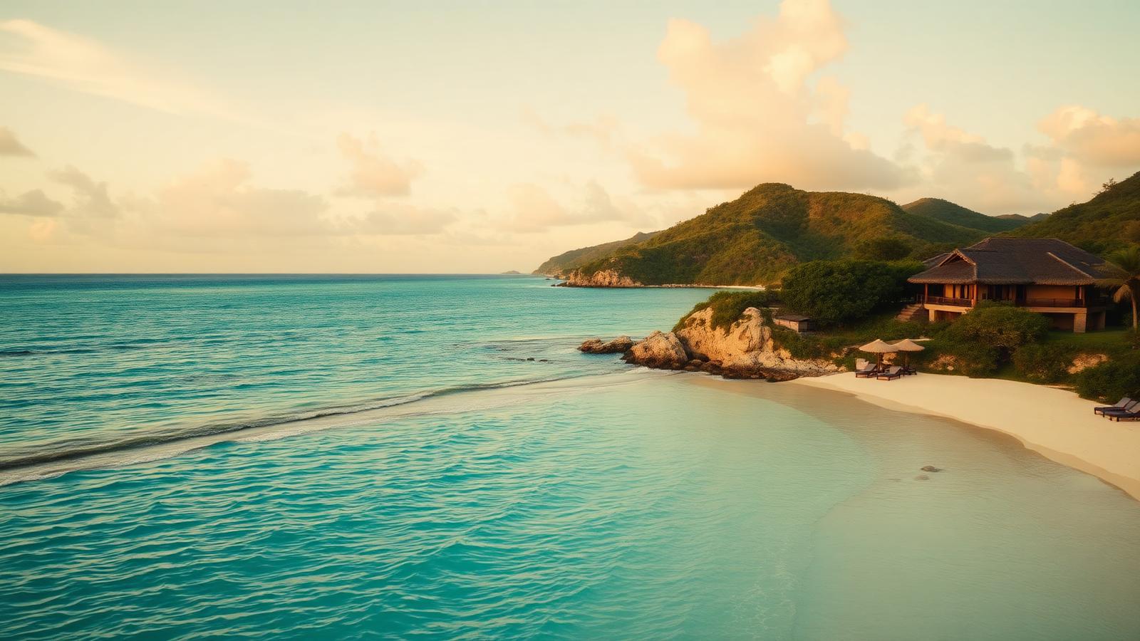 Hermitage Bay Antigua — secluded turquoise cove with white sand beach and lush green hillside | HauteBlack