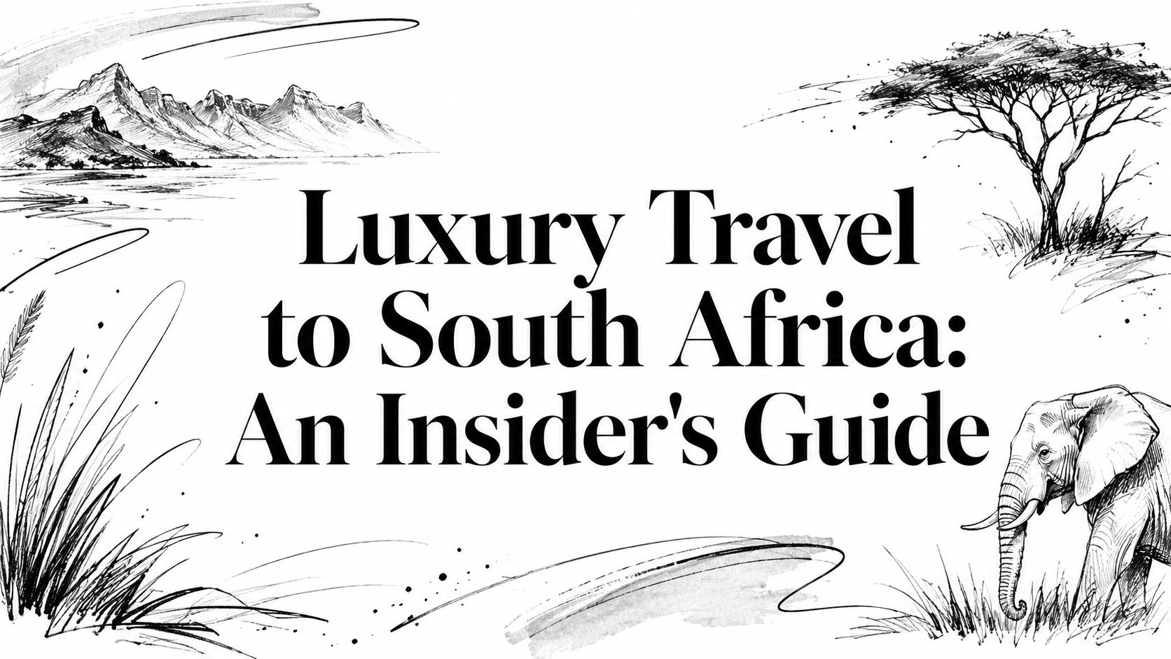 Luxury Travel to South Africa: An Insider's Guide editorial cover with hand-drawn safari and Cape mountain illustration | HauteBlack