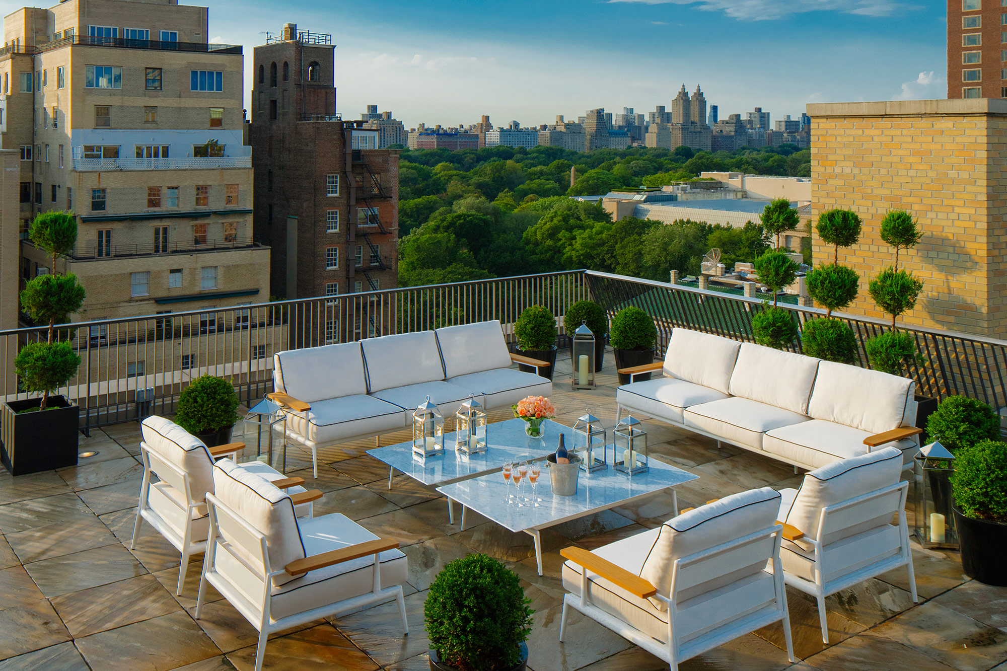 The Mark Penthouse New York — private rooftop terrace overlooking Central Park and the Manhattan skyline