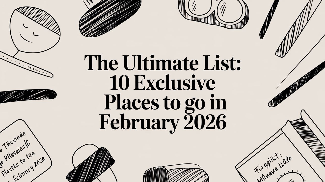 The Ultimate List: 10 Exclusive Places to Go in February 2026 — illustrated typographic hero