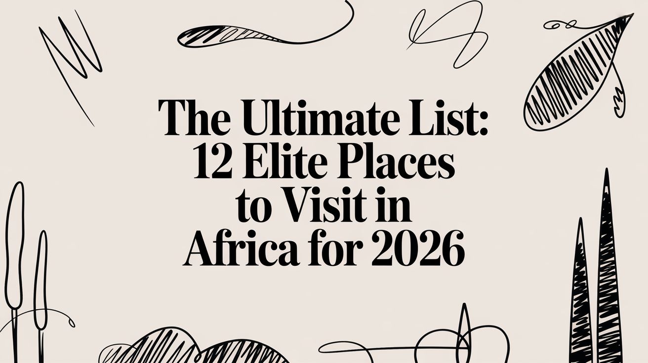The Ultimate List: 12 Elite Places to Visit in Africa for 2026 — illustrated typographic hero