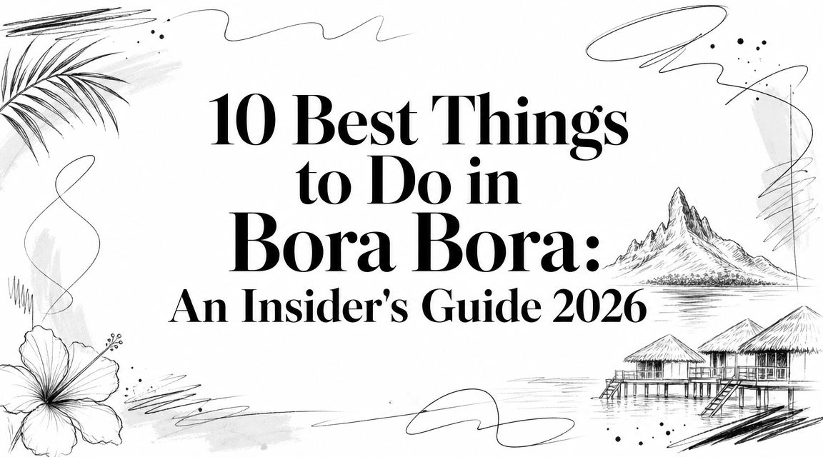 Editorial illustration with the title '10 Best Things to Do in Bora Bora: An Insider's Guide 2026'