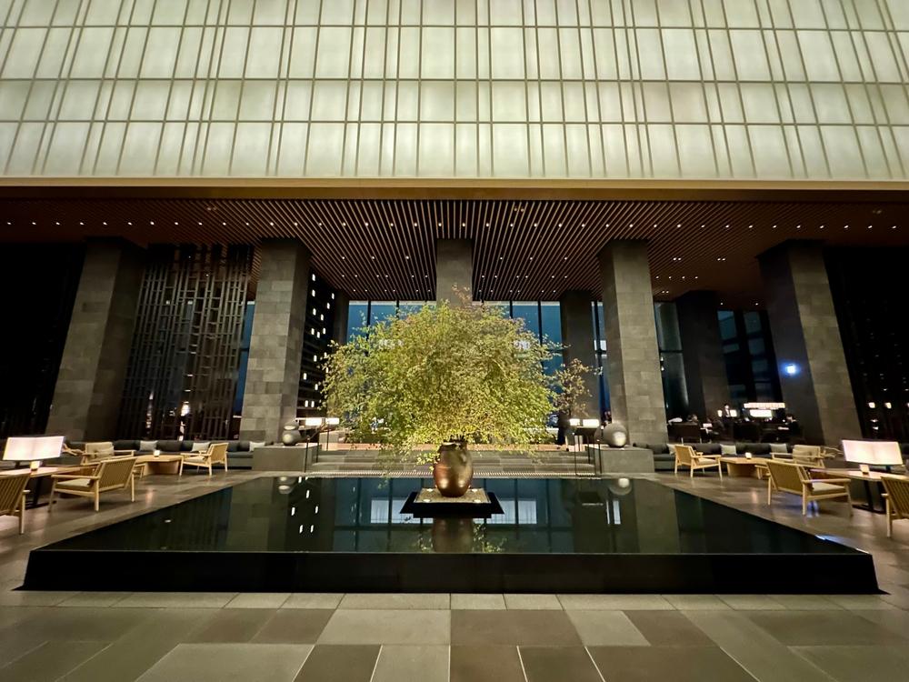 Aman Tokyo lobby in Otemachi — minimalist Japanese design with panoramic city views from the 33rd floor