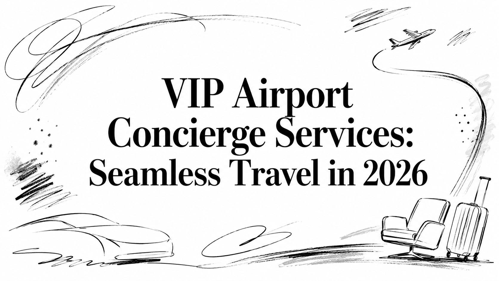 VIP Airport Concierge Services: Seamless Travel in 2026 cover illustration with aircraft, luxury lounge chairs, and luggage | HauteBlack
